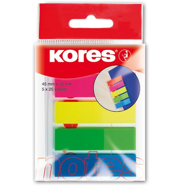 Notes adezive, 12x45 mm, 5 culori neon, 125 file - imagine 3